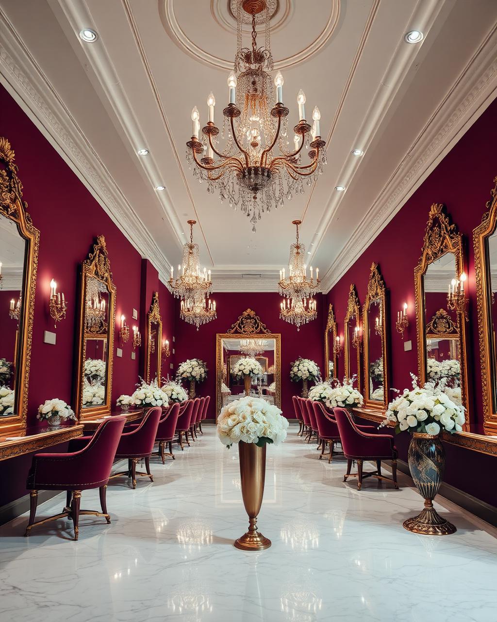 Salon interior with chandeliers