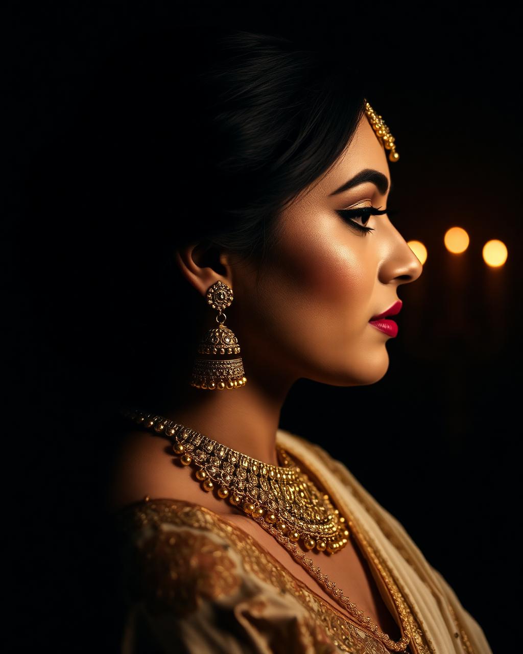 Bridal portrait with gold jewellery
