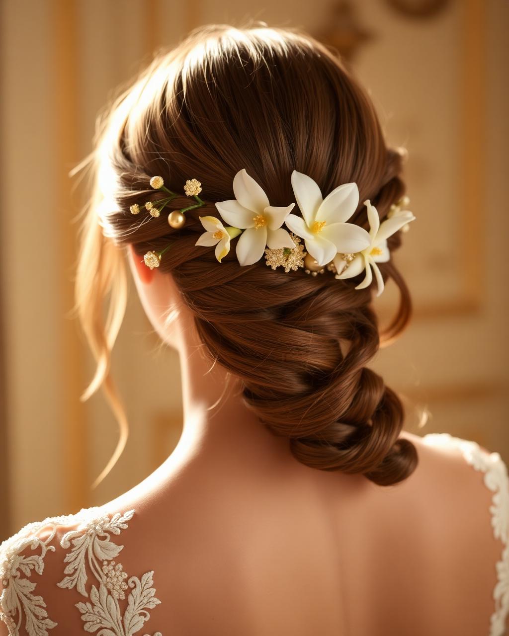 Bridal braid with florals